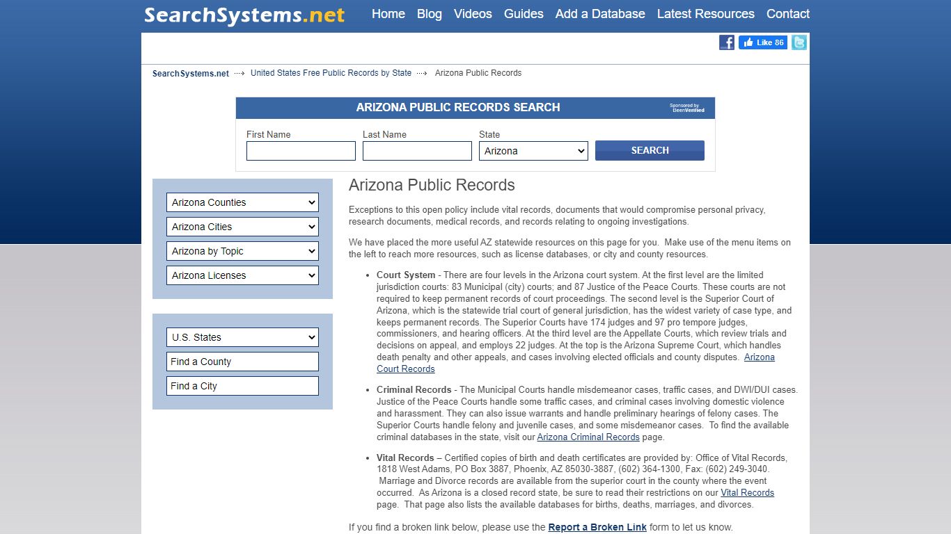 Arizona Public Records Search | Search Systems